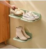 Plastic Solid Wall Hanging Shoe Rack (Multicolor)