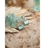 Women's Brass Silver Plated Drop Earrings (Turquoise)