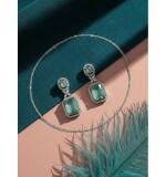 Women's Brass Silver Plated Drop Earrings (Turquoise)