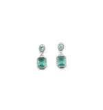 Women's Brass Silver Plated Drop Earrings (Green)