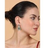 Women's Brass Silver Plated Drop Earrings (Green)