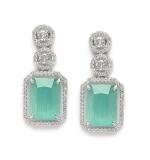 Women's Brass Silver Plated Drop Earrings (Turquoise)