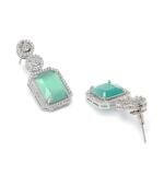 Women's Brass Silver Plated Drop Earrings (Turquoise)