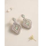 Women's Brass Silver Plated Drop Earrings (Turquoise)