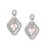 Women's Brass Silver Plated Drop Earrings (Pink)