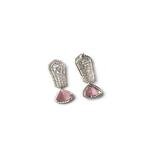Women's Brass Silver Plated Drop Earrings (Pink)