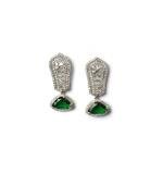 Women's Brass Silver Plated Drop Earrings (Green)