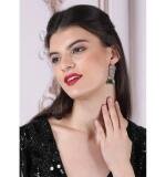 Women's Brass Silver Plated Drop Earrings (Green)