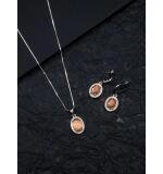 Women's Brass Silver Plated Pendant Set (Orange)