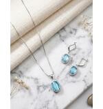 Women's Brass Silver Plated Pendant Set (Blue)