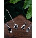 Women's Brass Silver Plated Pendant Set (Blue)