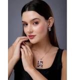 Women's Brass Silver Plated Pendant Set (Red)