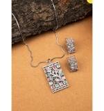Women's Brass Silver Plated Pendant Set (Multicolor)