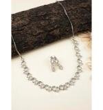 Women's Brass Silver Plated Necklace set (Silver)