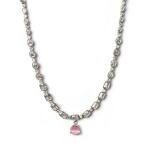 Women's Brass Silver Plated Necklace set (Pink)