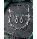 Women's Brass Silver Plated Necklace set (Turquoise)