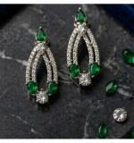 Women's Brass Silver Plated Necklace set (Green)
