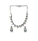 Women's Brass Silver Plated Necklace set (Blue)
