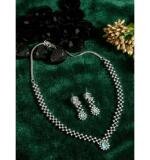 Women's Brass Silver Plated Necklace set (Turquoise)