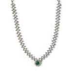 Women's Brass Silver Plated Necklace set (Green)