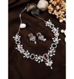 Women's Brass Silver Plated Necklace set (Multicolor)