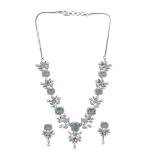 Women's Brass Silver Plated Necklace set (Turquoise)