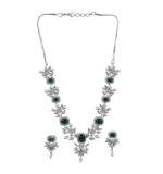 Women's Brass Silver Plated Necklace set (Green)