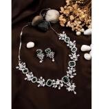Women's Brass Silver Plated Necklace set (Green)