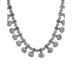 Women's Brass Silver Plated Necklace set (White)