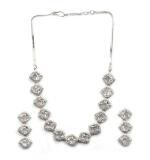 Women's Brass Silver Plated Necklace set (White)