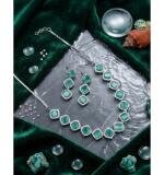 Women's Brass Silver Plated Necklace set (Turquoise)