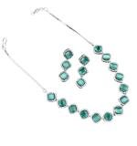 Women's Brass Silver Plated Necklace set (Turquoise)