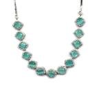 Women's Brass Silver Plated Necklace set (Turquoise)