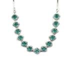 Women's Brass Silver Plated Necklace set (Green)