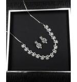 Women's Brass Silver Plated Necklace set (Turquoise)