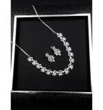 Women's Brass Silver Plated Necklace set (Multicolor)