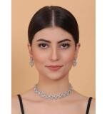 Women's Brass Silver Plated Necklace set (Multicolor)