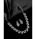 Women's Brass Silver Plated Necklace set (Blue)