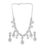 Women's Brass Silver Plated Necklace set (Pink)