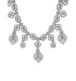 Women's Brass Silver Plated Necklace set (Pink)