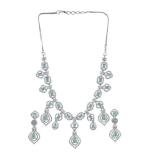 Women's Brass Silver Plated Necklace set (Turquoise)