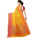 Women's Kota Doria Cotton Border Saree With Blouse (Gold, 5-6 Mtrs)