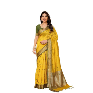Sidhidata Women's Cotton Silk Jacquard Boardered Saree With Unstitched Blouse Piece (Kalyani)